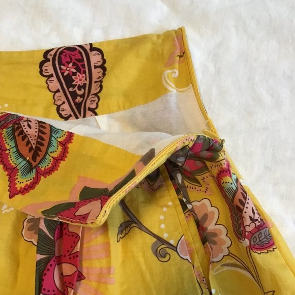 FOREVER 21 Boho Yellow Leaf Pattern Circle Skirt - Picture 6 of 8